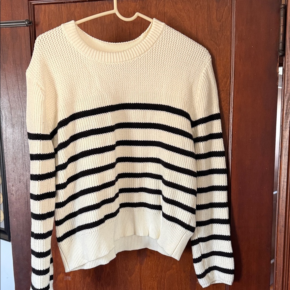 Banana Republic Cream Sweater with Black Stripes